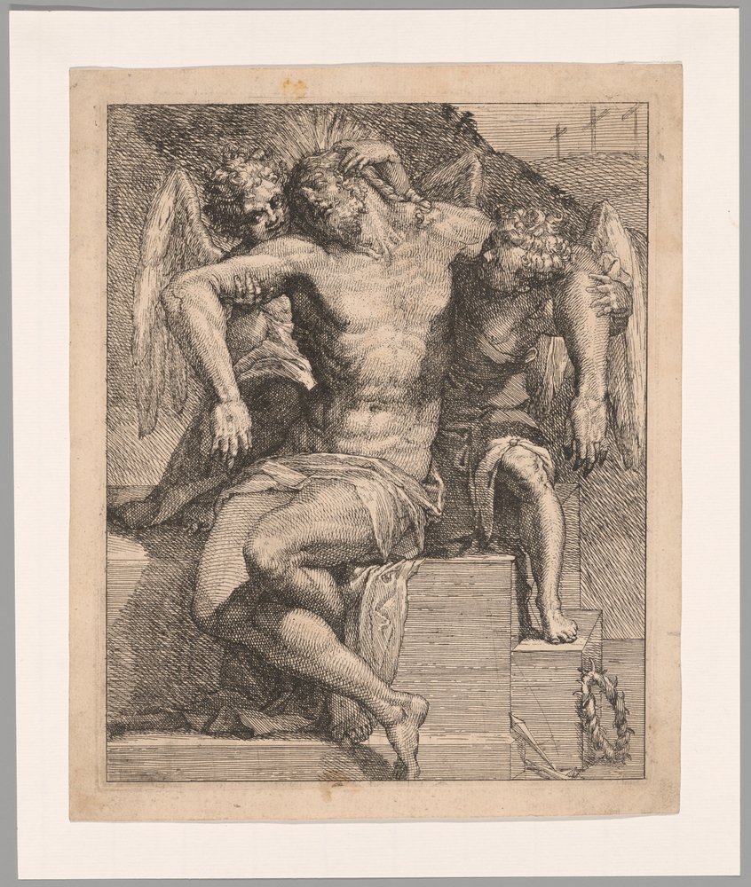 Le Christ mort tenu par des anges - Orazio Samacchini