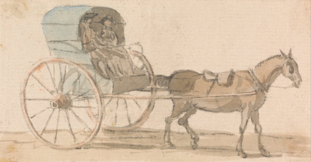 Poney et voiture à capote - Paul Sandby