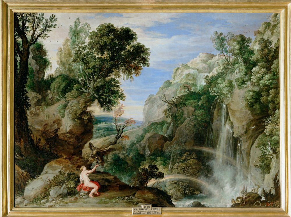 Paul Bril et P. P. Rubens : Paysage avec Hébé et Jupiter (peinture sur toile) - Paul Brill or Bril