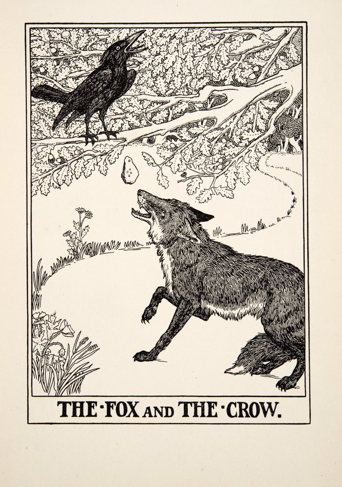 Le Renard et le Corbeau, tiré de Cent fables d