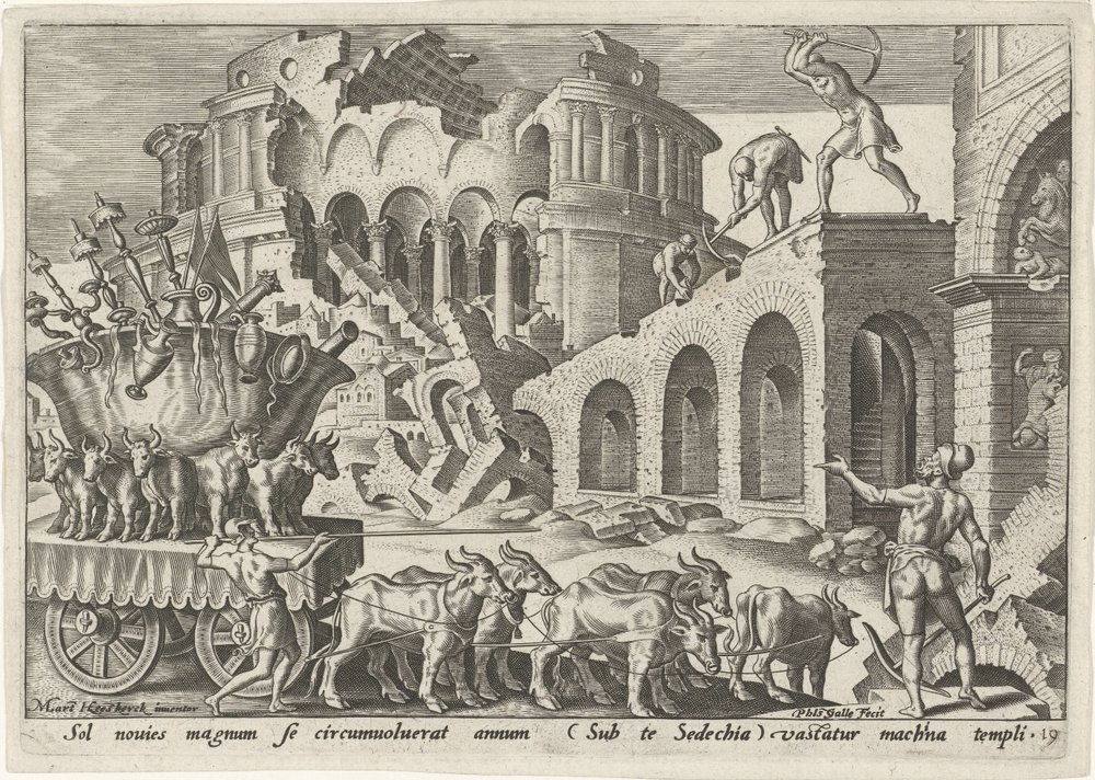 Les Chaldéens pillent le temple de Jérusalem, Les jours de malheur du peuple juif (titre de la série) - Philips Galle