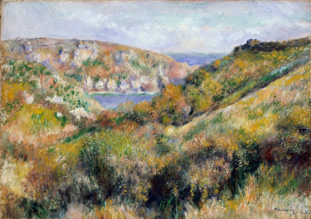 Collines autour de la baie de Moulin Huet, Guernesey, 1883 - Pierre-Auguste Renoir
