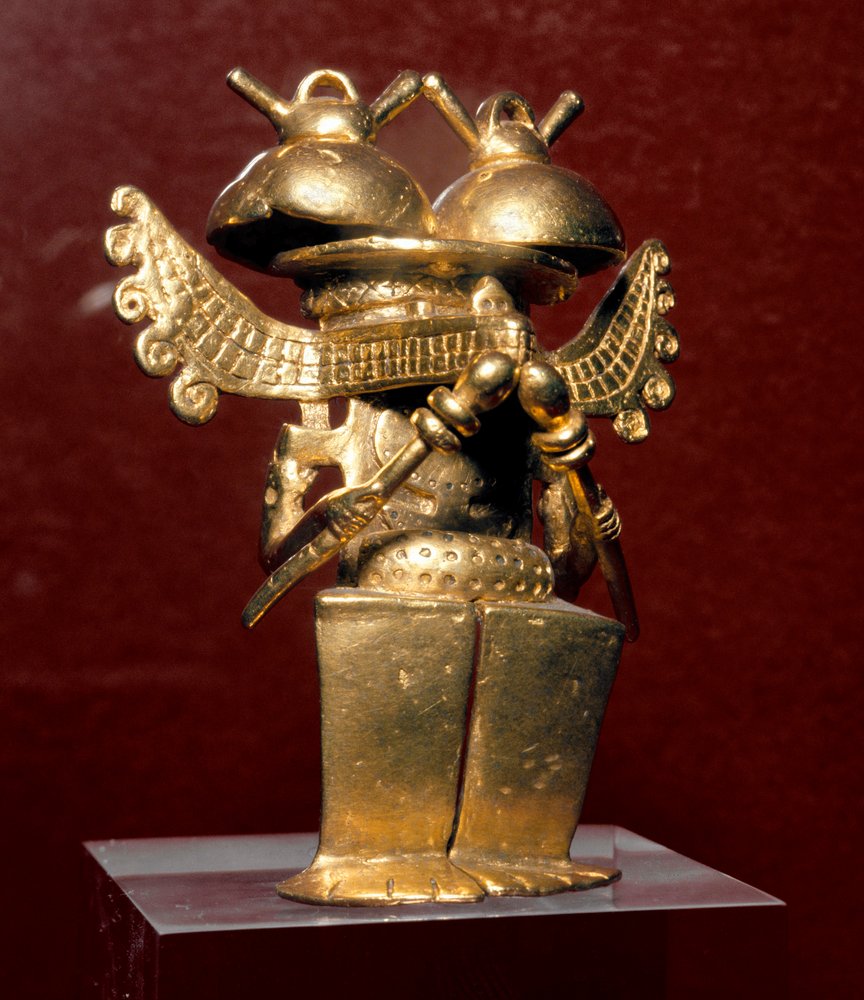 Art précolombien, civilisation Quimbaya (Colombie) : statuette anthropomorphe en or. 400-1400 apr. J.-C. - Pre-Columbian Pre-Columbian