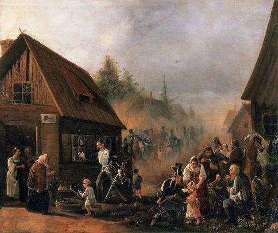 Scène de la guerre russo-française en 1812, 1852 - Pyotr Baykov