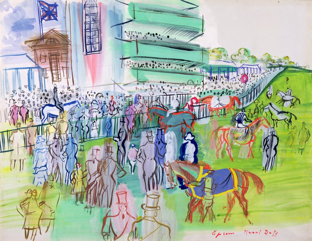 Devant les tribunes d'Epsom, vers 1937 (aquarelle et gouache sur papier)