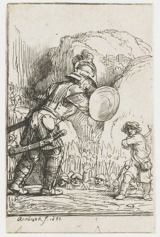 David et Goliath | Rembrandt van Rijn | Estampe d'art