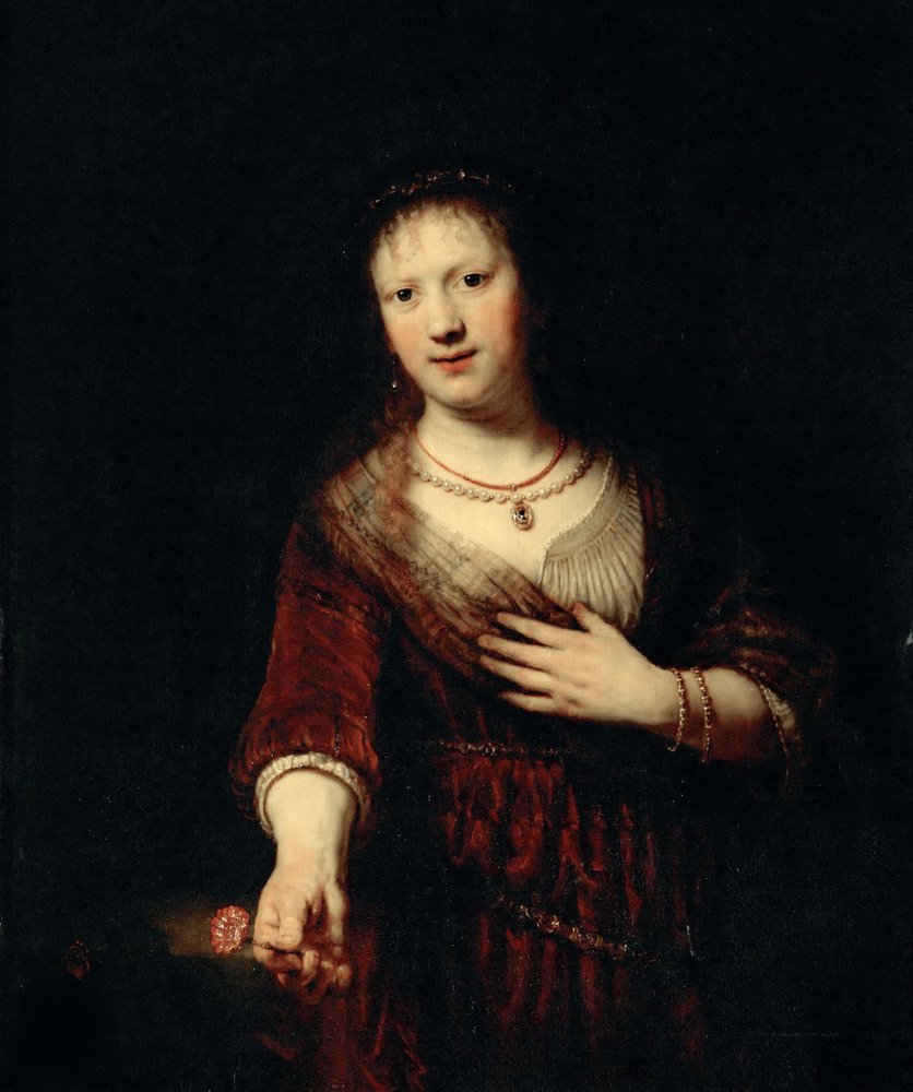 Saskia avec la fleur rouge | Rembrandt van Rijn