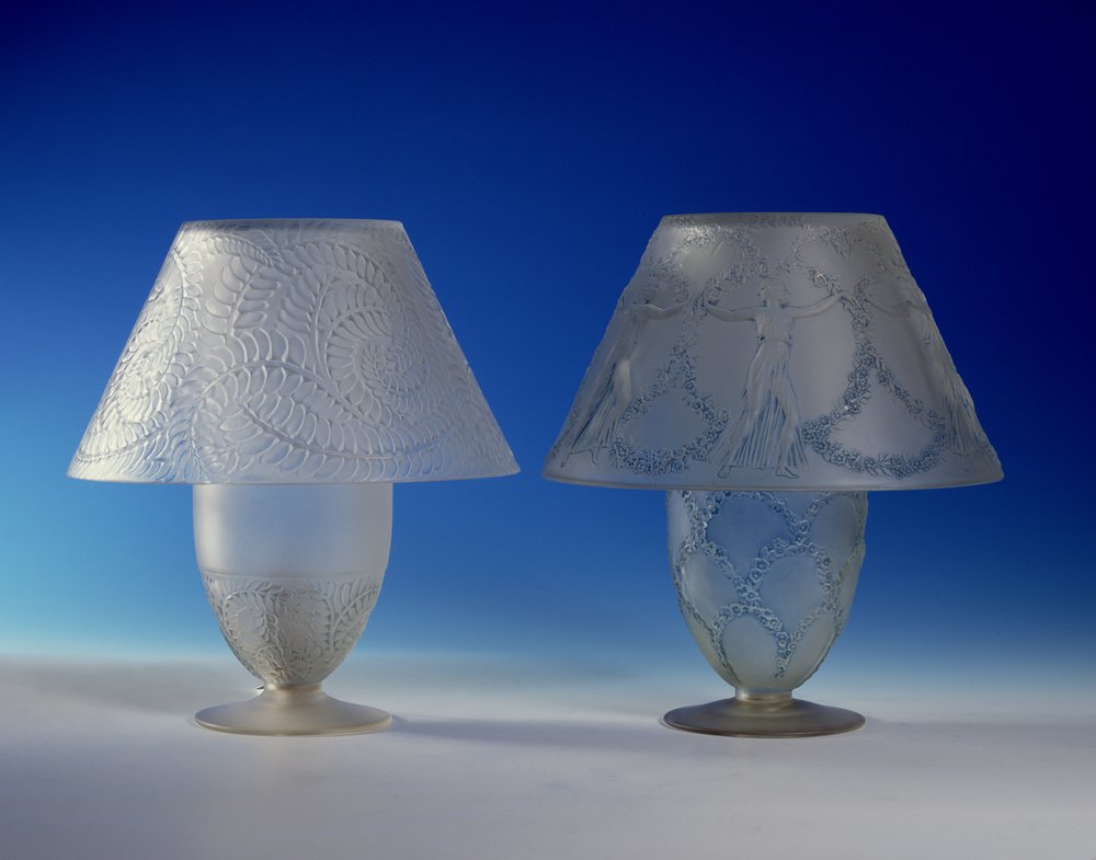 Feuillages givrés, tables, lampes (verre) - Rene Jules Lalique
