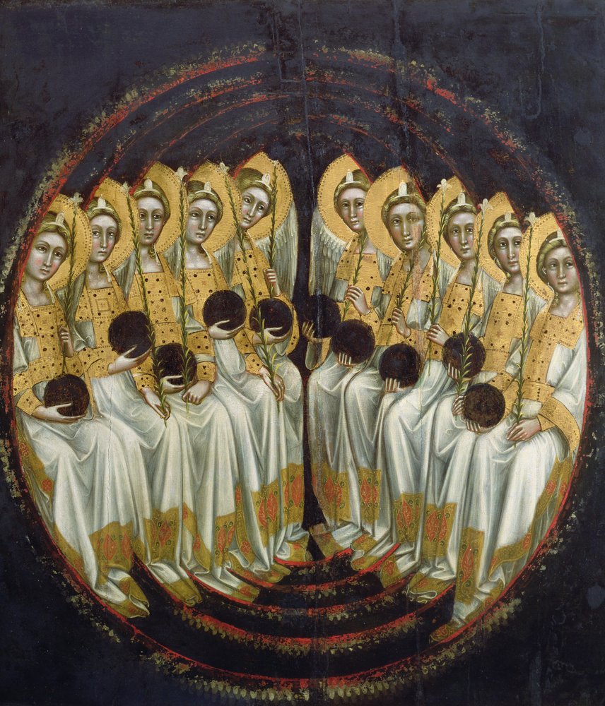 Anges assis tenant des sphères dans leurs mains, vers 1348-54 - Ridolfo di Arpo Guariento
