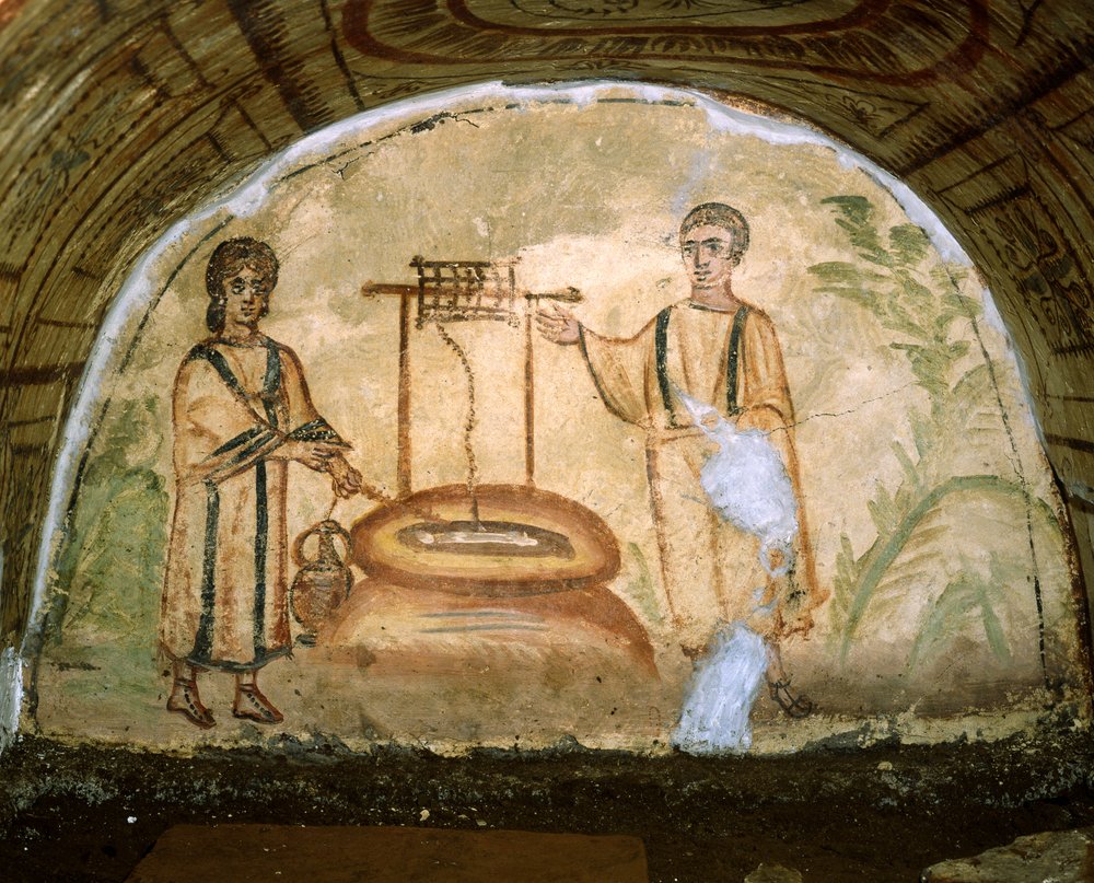 La Samaritaine au puits, catacombes de la Via Latina, Rome - Roman
