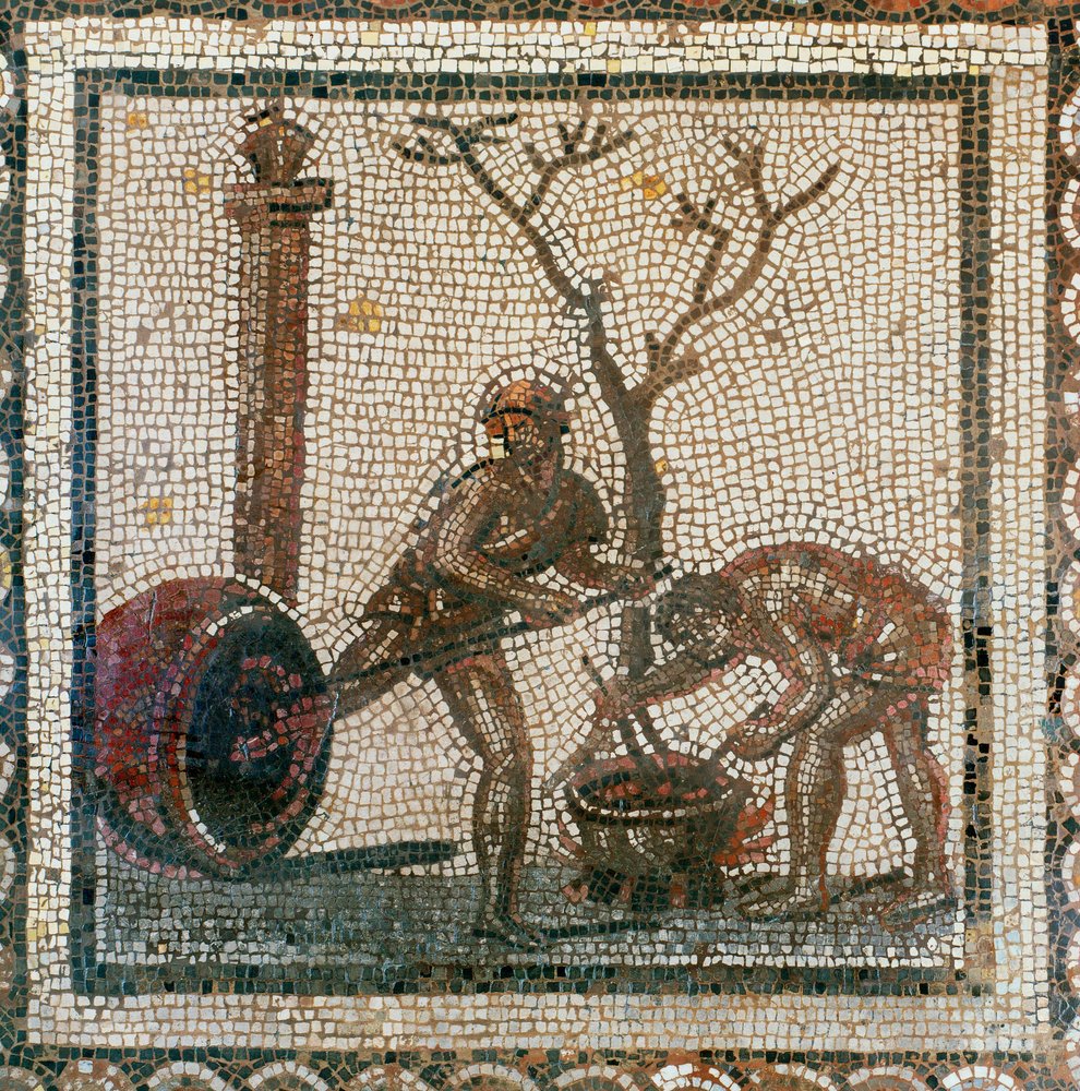 Le goudronnage des fûts (mosaïque) - Roman Roman