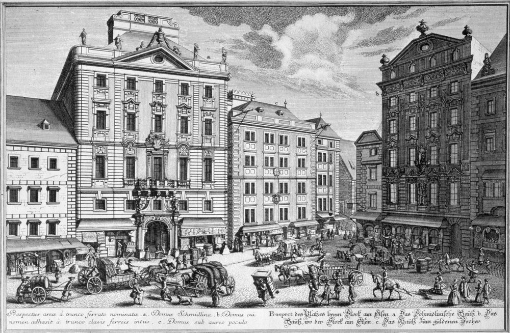 Vue de Stock-im-Eisen-Platz, Vienne gravée par Karl Remshard (1678-1735) - Salomon Kleiner