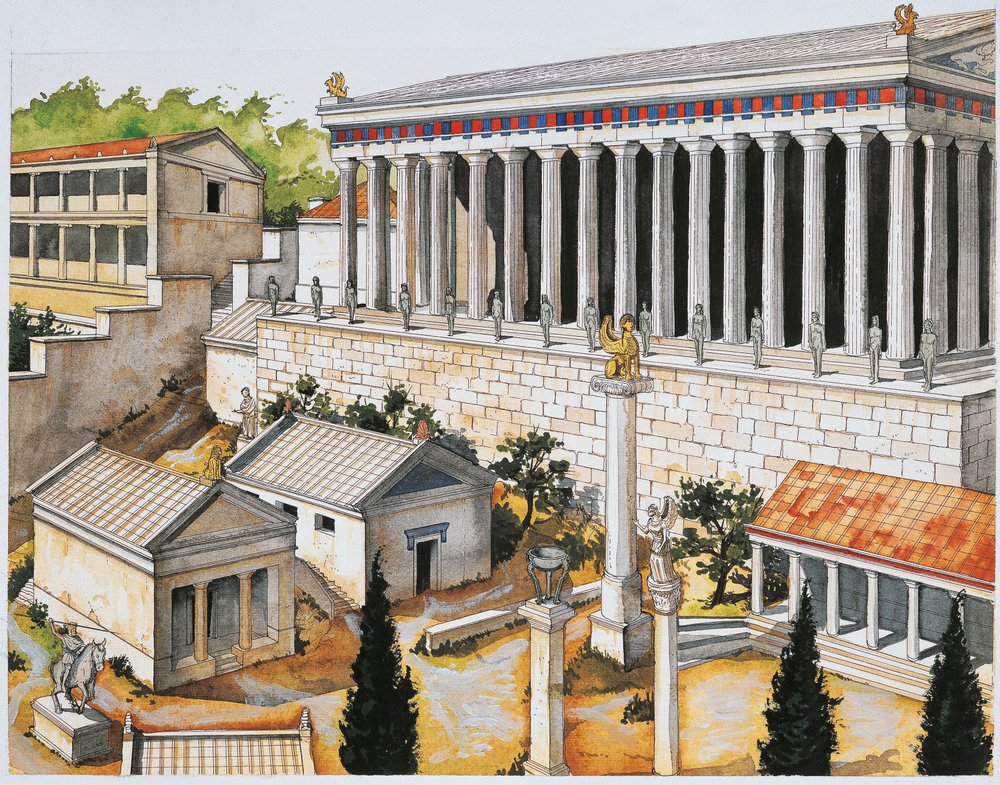 Reconstitution du sanctuaire d'Apollon, Delphes, du VIIIe au IIIe siècle av. J.-C. - School Italian