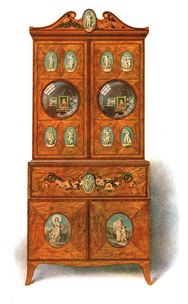 Cabinet d'écriture en bois de satin peint, 1908 - Shirley Charles Llewellyn Slocombe