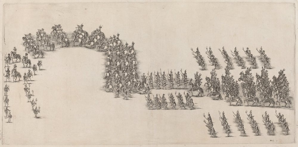 Une procession de soixante cavaliers et porteurs de torches - Stefano della Bella