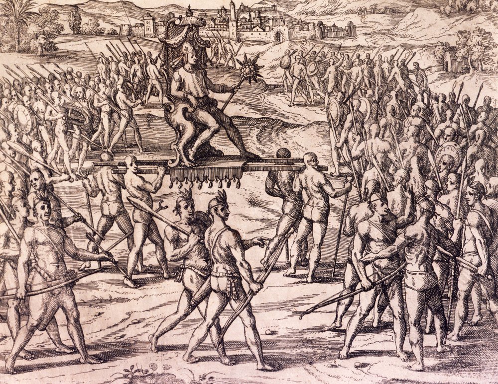 Empereur Inca Atahualpa vaincu par les troupes espagnoles de Francisco ...