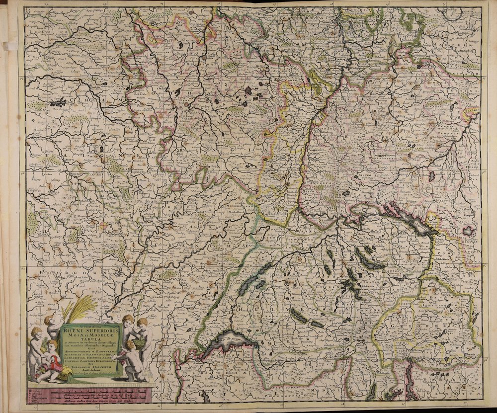 Accuratissima Rheni superioris Mosae et Mosellae tabula ac minores in eosdem in fluentes fluvii cum omnibus adherentibus regionibus sicut archiepiscopatus et electoratus Moguntini et Palatinatus Rheni Lotaringiae Helvetiae Alsatiae Sueviae et comitatus Bur - Theodorus Danckerts