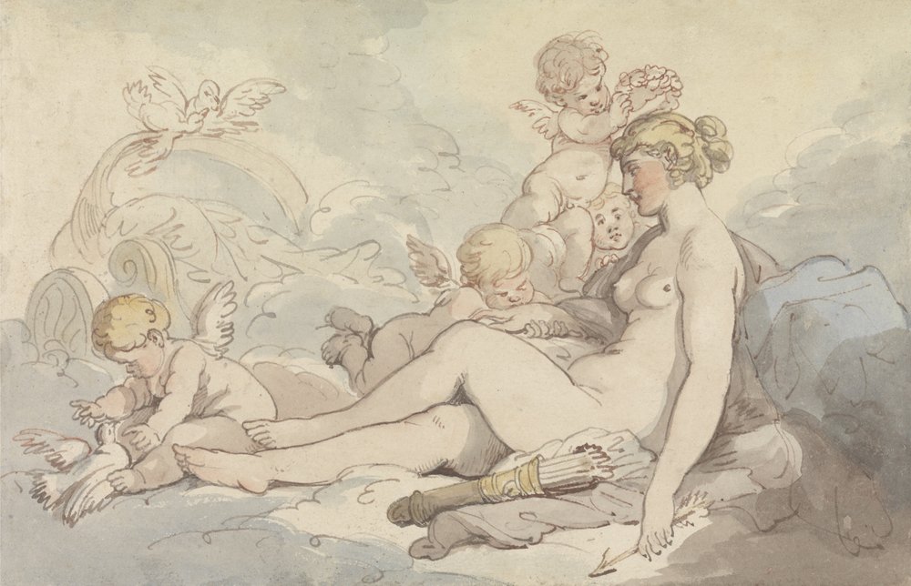 Vénus couronnée par Cupidon - Thomas Rowlandson