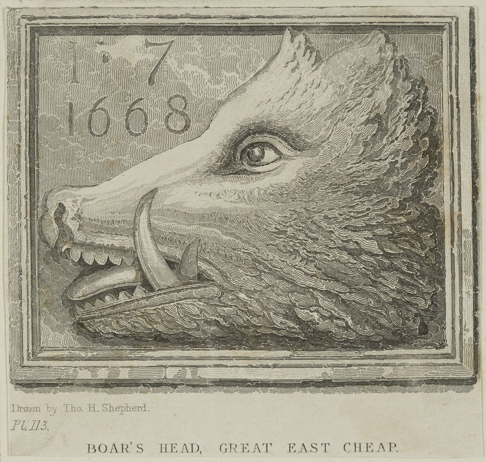 Enseigne de la taverne Boars Head à Eastcheap, c.1850 - Thomas Hosmer Shepherd