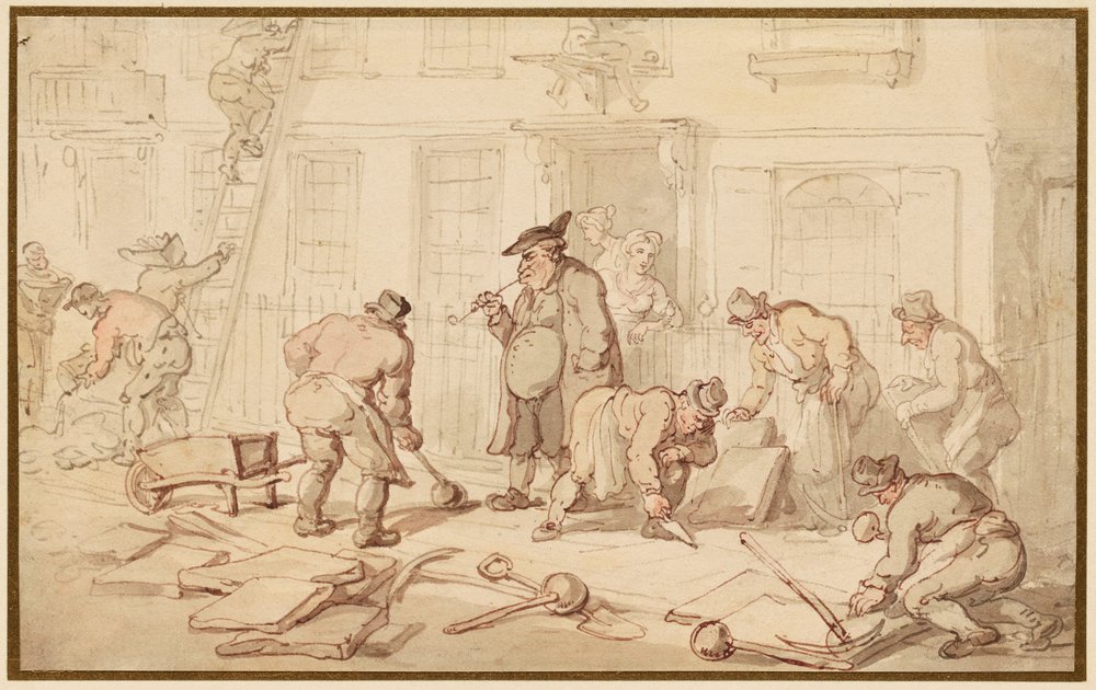 Ouvriers posant un pavage - Thomas Rowlandson