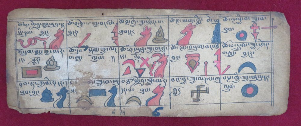 Almanach astrologique Ersu pour la moitié du 6e mois, avec pictogrammes ...