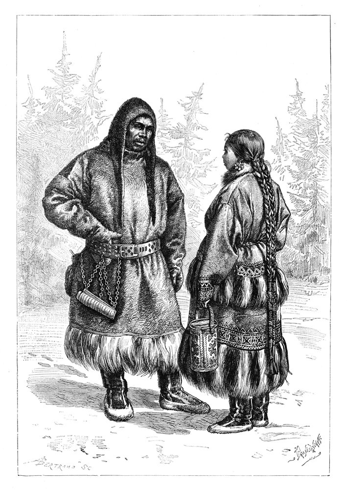 Un couple ostyak, Asie, 1895 | Unbekannt | Estampe d'art