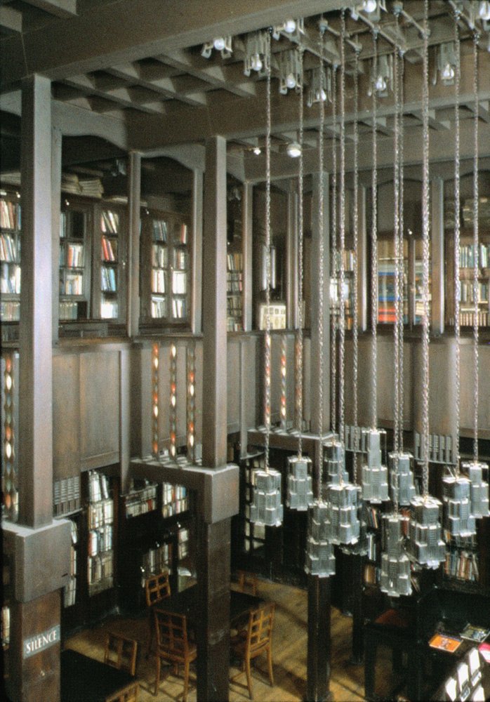 Intérieur de la Glasgow School of Art, bibliothèque, Écosse, Royaume-Uni; construite en 1897-1909 par Charles Rennie Mackintosh (1868-1928) - Unbekannt Unbekannt