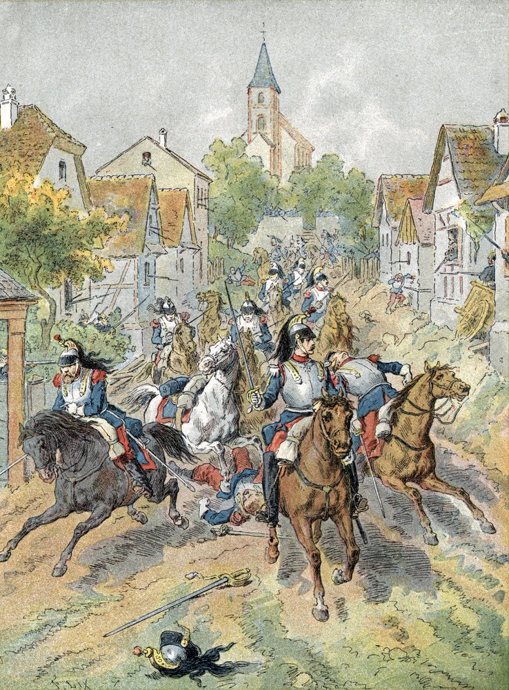 Guerre de 1870 : charge des cuirassiers pendant la bataille de Froeschwiller-Woerth (1870) - Unbekannter Künstler