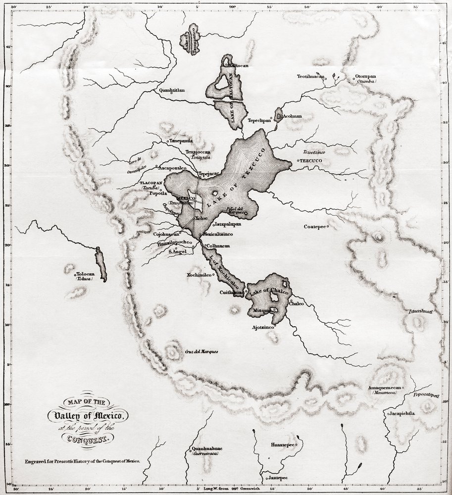 Carte de la vallée de Mexico à l