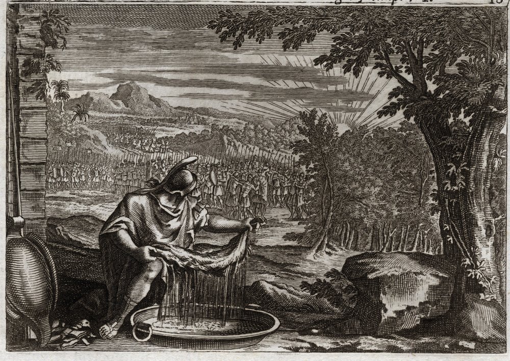 Bible de Royaumont, Ancien Testament : Miracle de la toison. Illustration de 1811. - Unknown artist