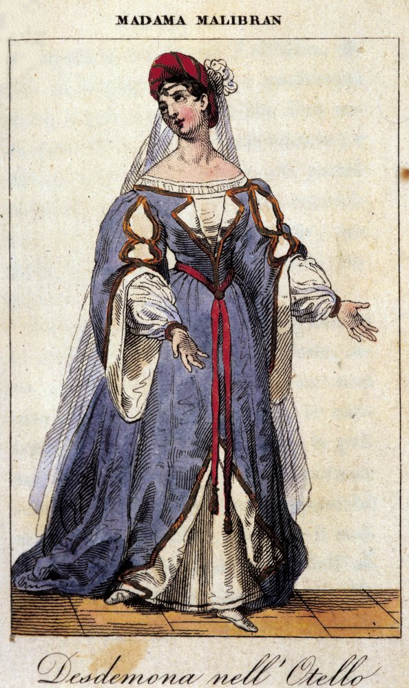 Portrait de Maria Garcia dite la Malibran (1808-1836) chanteuse dans le rôle de Desdémone pour « Othello » (Otello) de Gioachino Rossini. Teatro alla Scala 1833. - Unknown artist