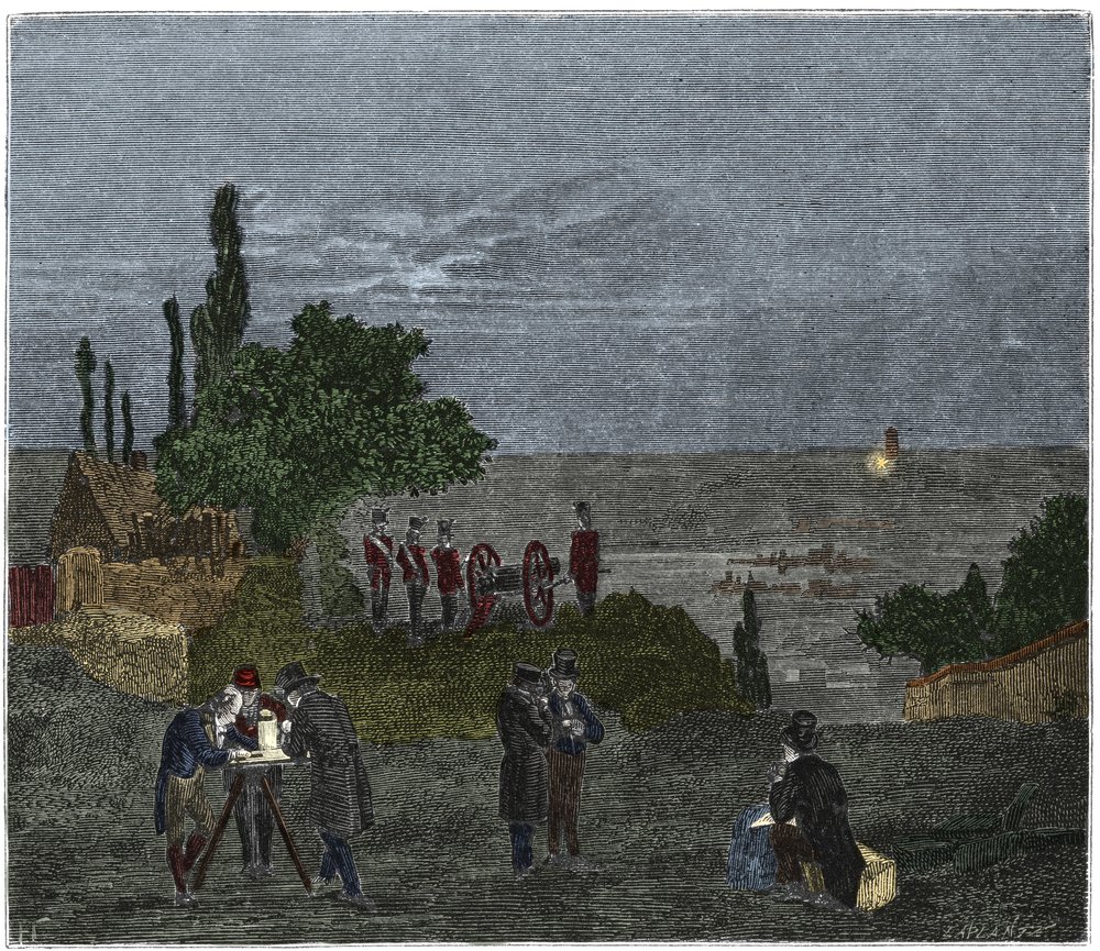 Expérience scientifique : le calcul de la vitesse du son, par Humboldt, Louis-Joseph Gay-Lussac, Bouvard, Prony et Mathieu - Unknown artist