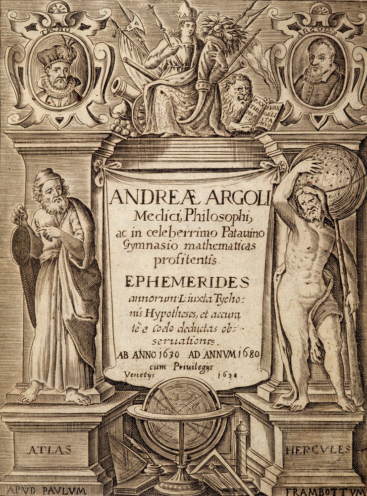 Frontispice des Éphémérides avec Hercule et Atlas par Andreae Argoli - Unknown artist