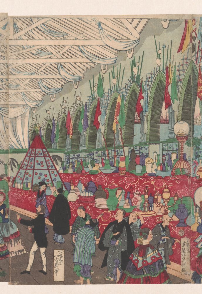 Une maison de commerce anglaise prospère à Yokohama - Utagawa Yoshiiku