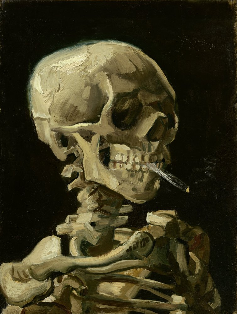 Tête de squelette avec une cigarette allumée - Vincent van Gogh