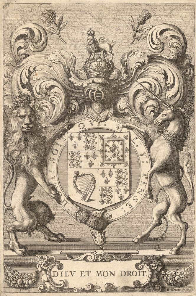 Armoiries royales anglaises (1660 – 1689) (état 2) - Wenceslaus Hollar