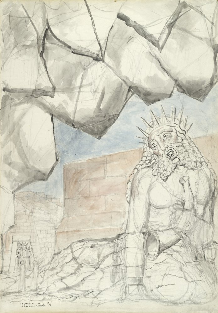 La plainte du géant Nimrod, illustration de la Divine Comédie de Dante Alighieri, 1824-27 - William Blake