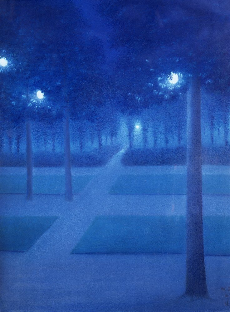 Scène nocturne au Parc Royal, Bruxelles, 1897 - William Degouve de Nuncques