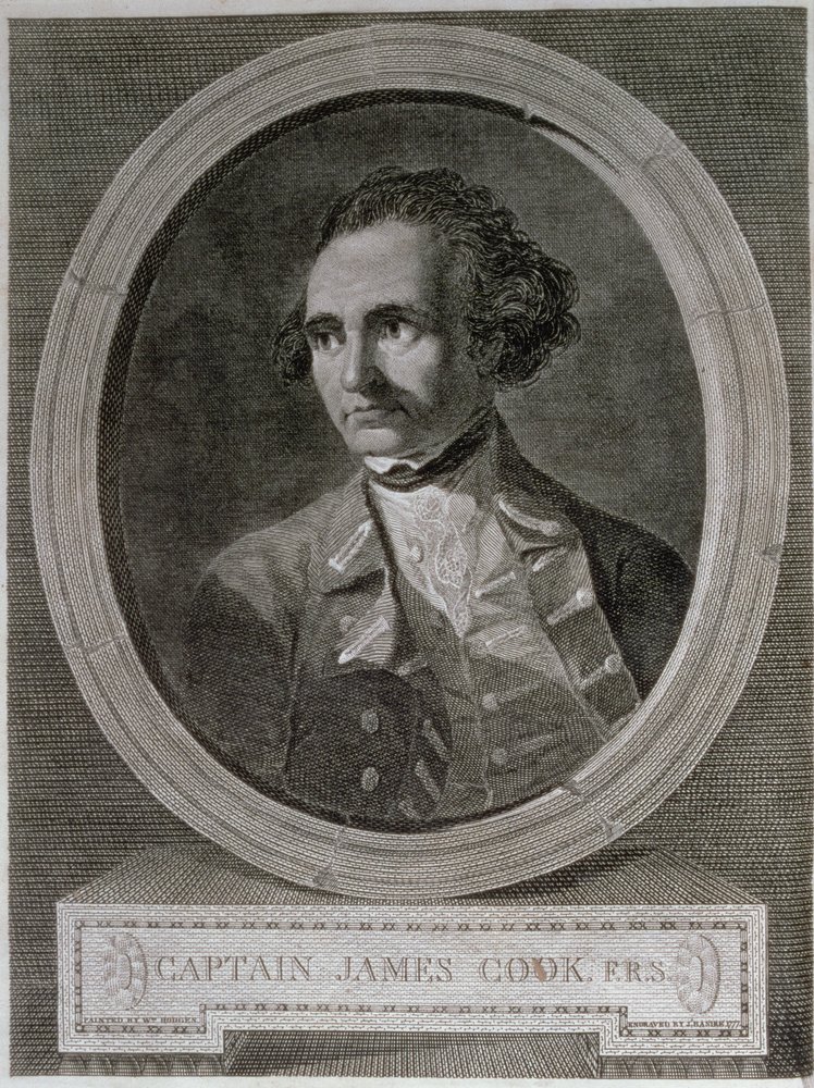 Portrait du Capitaine James Cook (1728-79), de la page de titre de 
