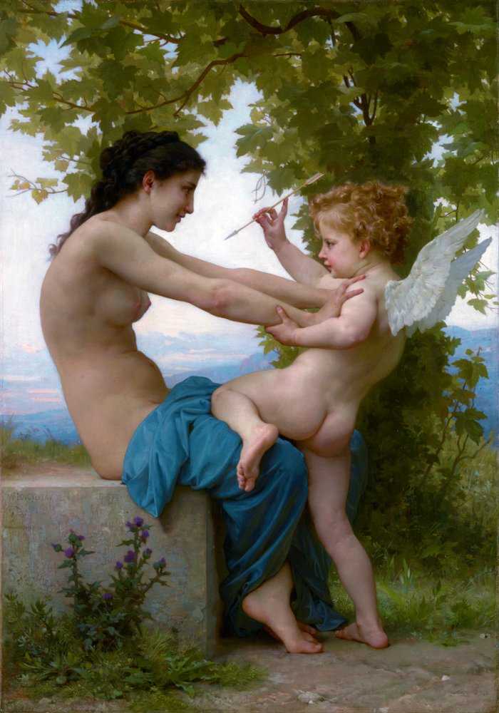 Une fille se défendant contre Éros - William-Adolphe Bouguereau