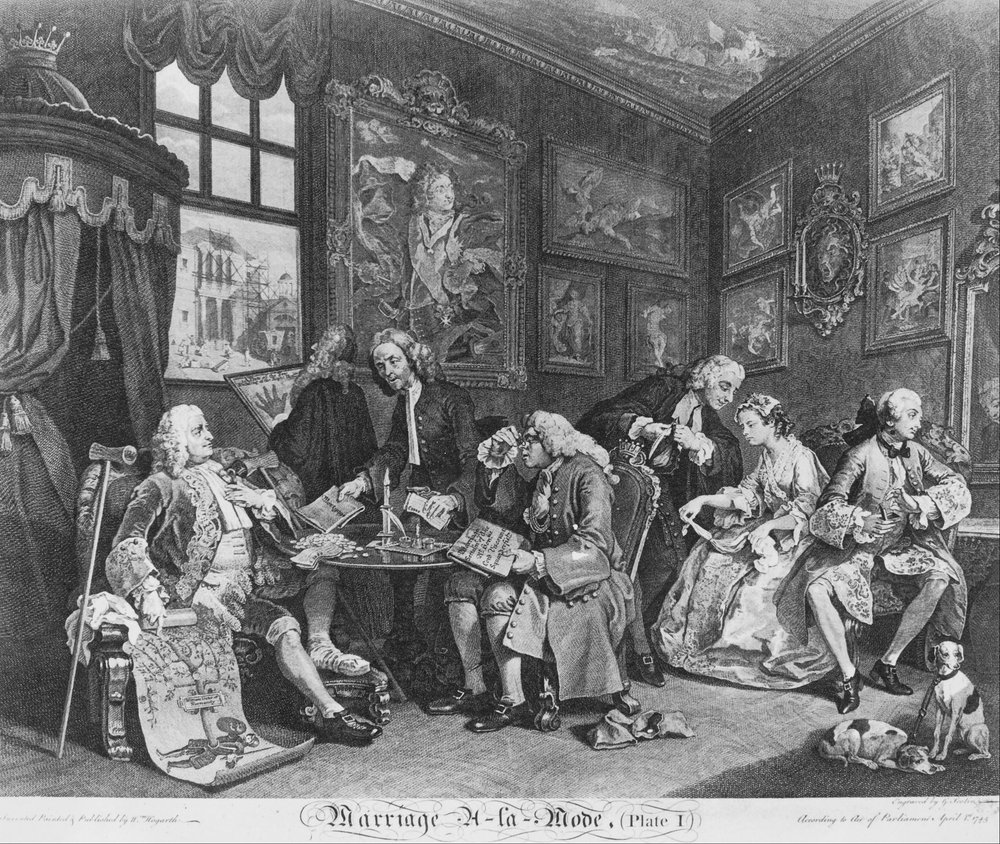 Le Mariage à la Mode, Planche 1, (Le contrat de mariage) - William Hogarth