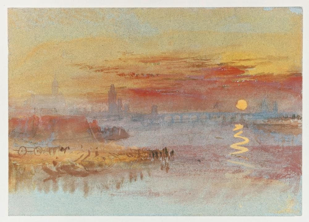 Tableau Toile William Turner Coucher Du Soleil – Cadre Prêt à Accrocher, Style Expressionniste Abstrait, Neuf