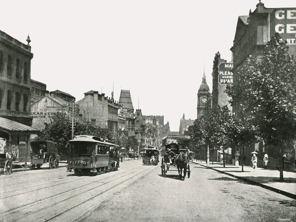 Rue Collins, vue vers l'ouest depuis la rue Russell, Melbourne ...