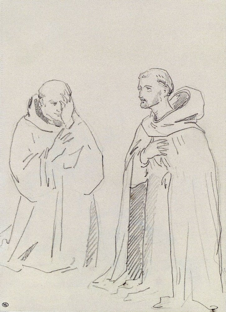Deux religieux agenouillés - Édouard Manet