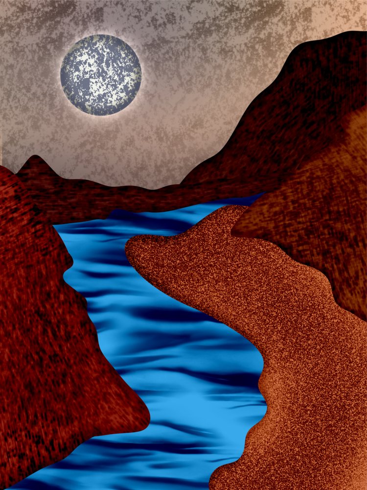 La rivière du Canyon au clair de lune - Abdona Joseph