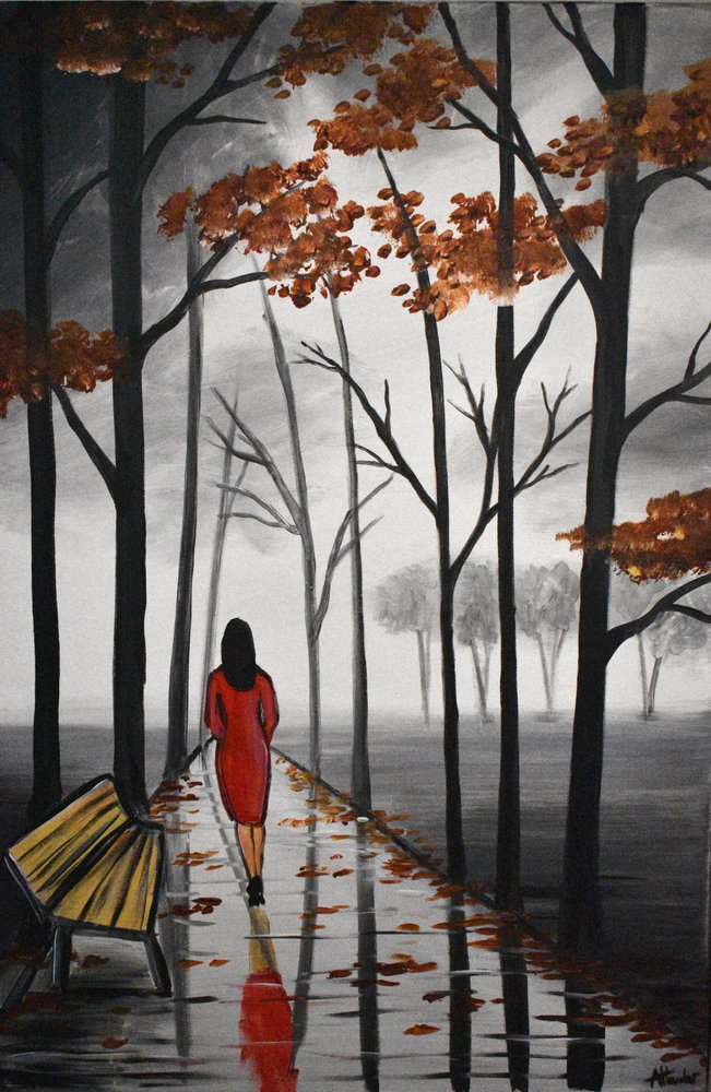 Robe rouge « Autumn Path » - Aisha Haider