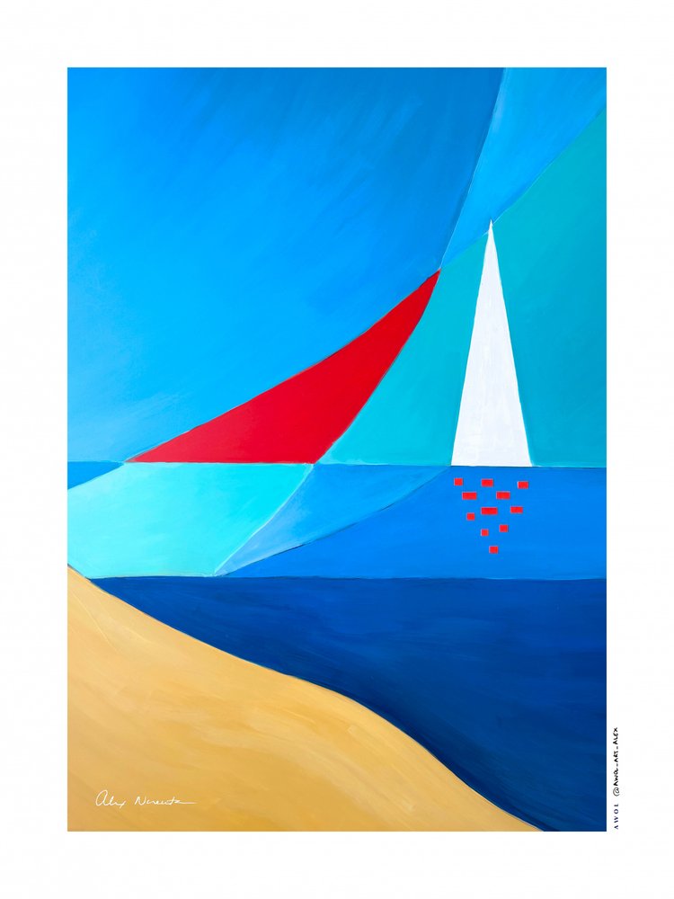 Voiliers géométriques sur la plage - Alex Nereuta