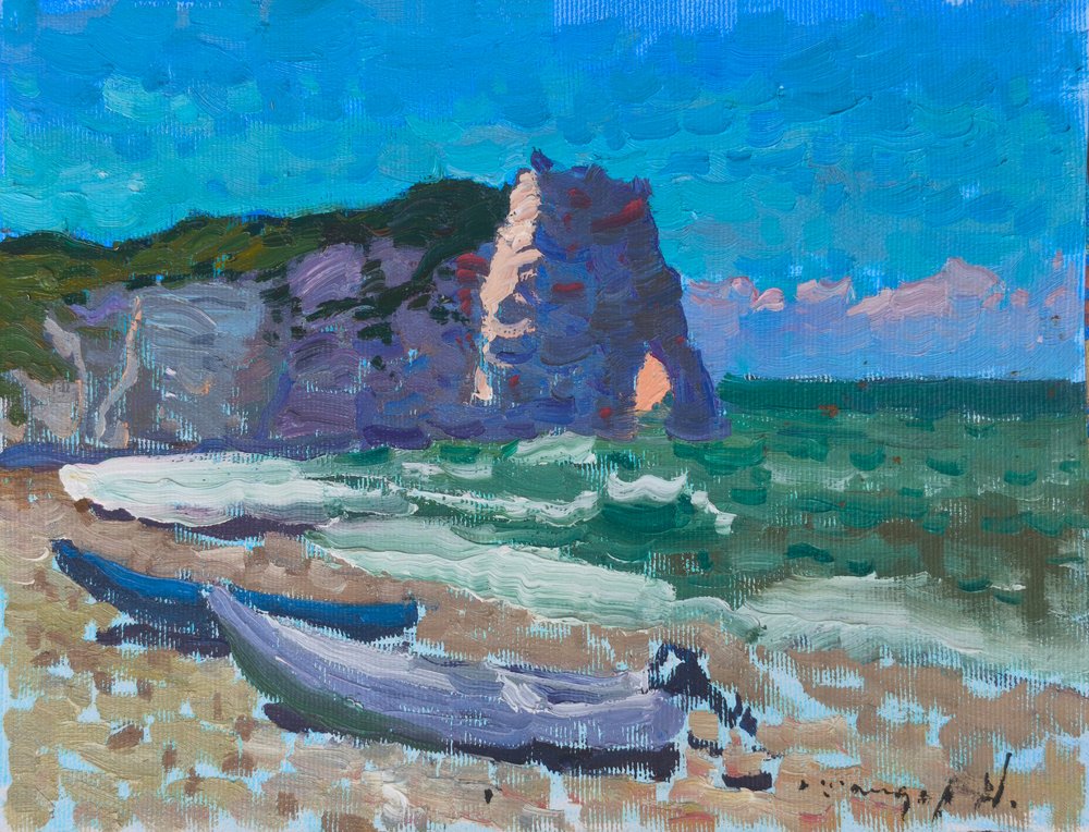 Falaises en bord de mer et bateaux - Alexander Shandor