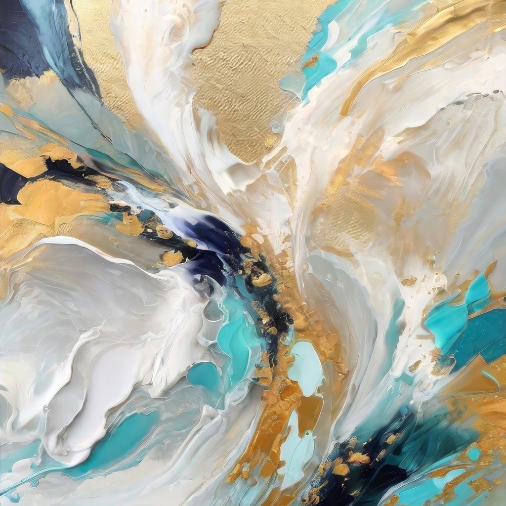 Abstrait bleu sarcelle et or dynamique - Alpenglow Workshop