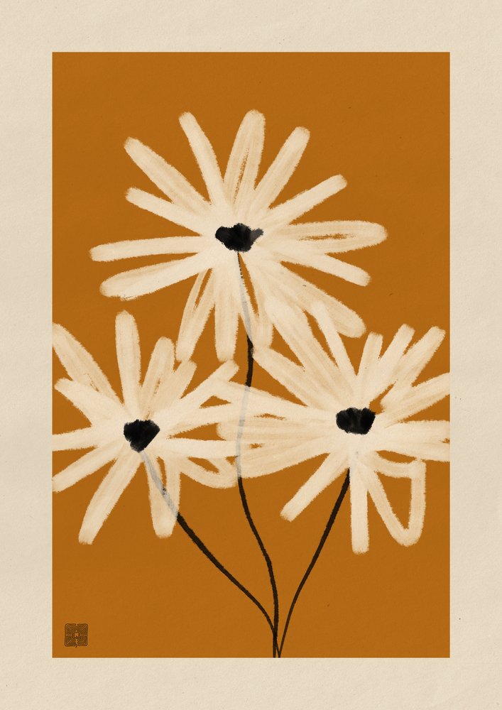 Fleurs de marguerite aux teintes terreuses - Amaze Atelier